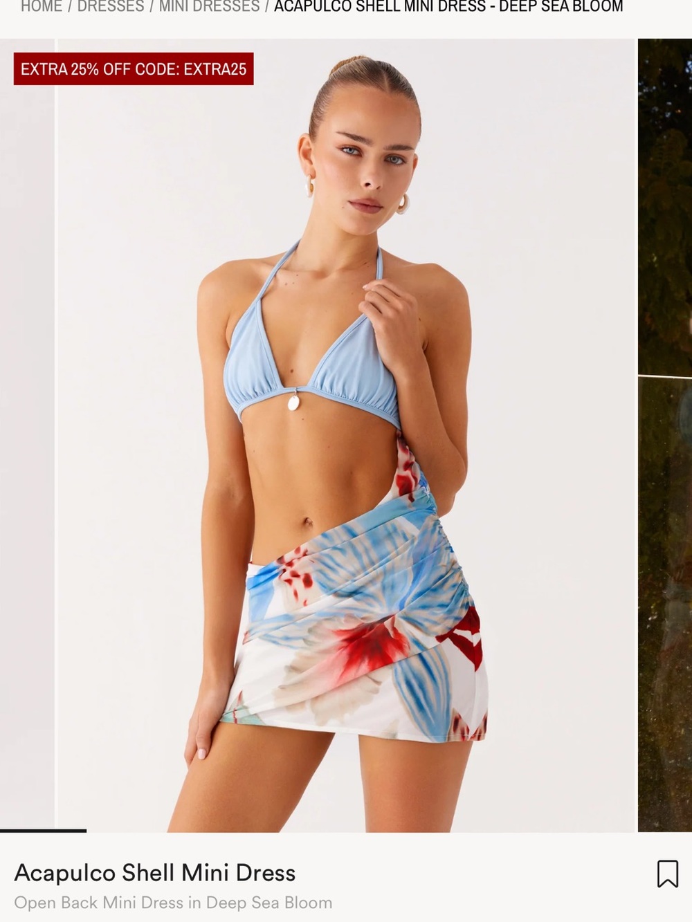 Peppermayo Light Blue Bikini Top with Floral Sarong